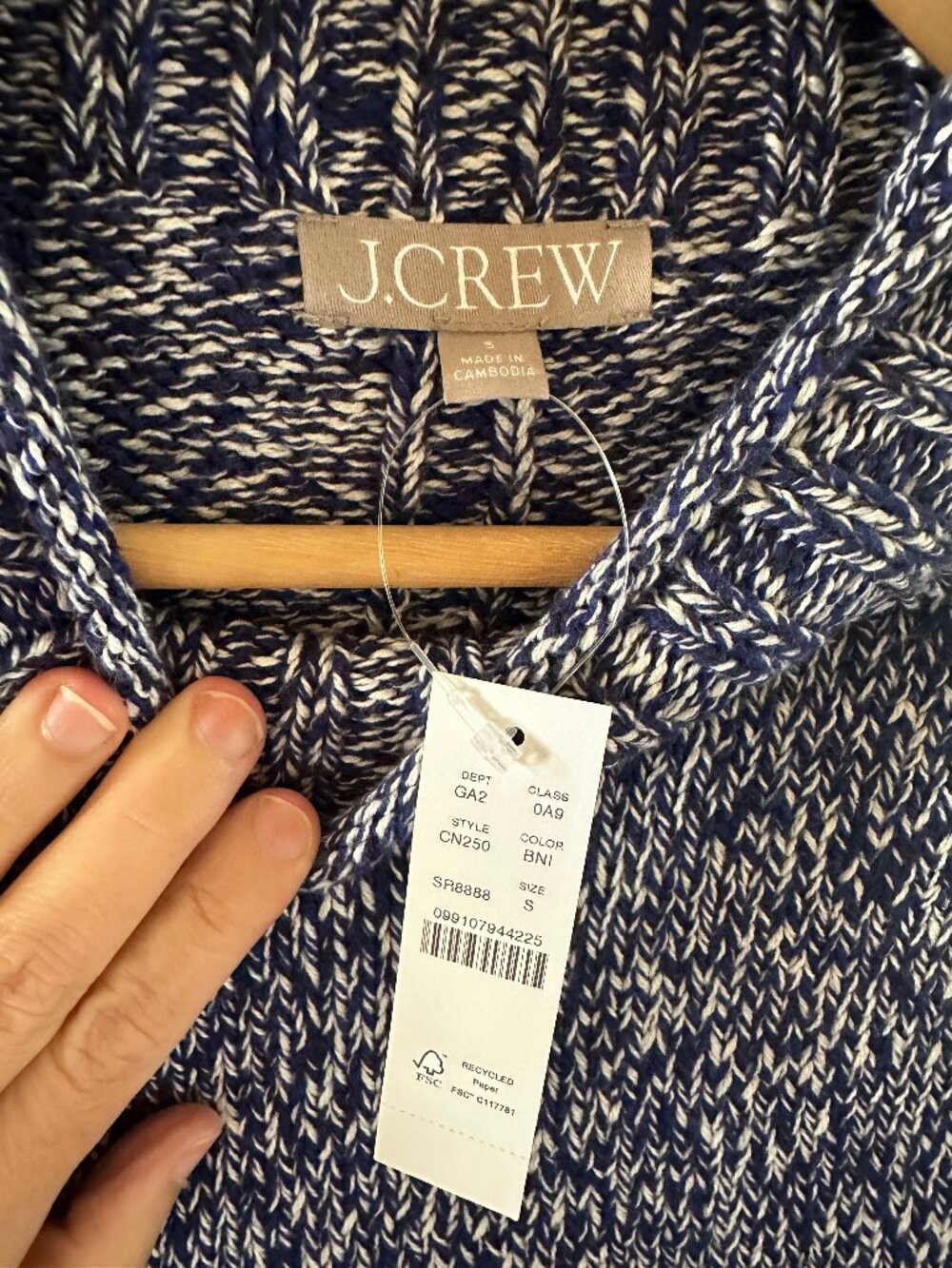 J Crew Marled Navy 2025 rollneck oversized sweater Small - Picture 5 of 5